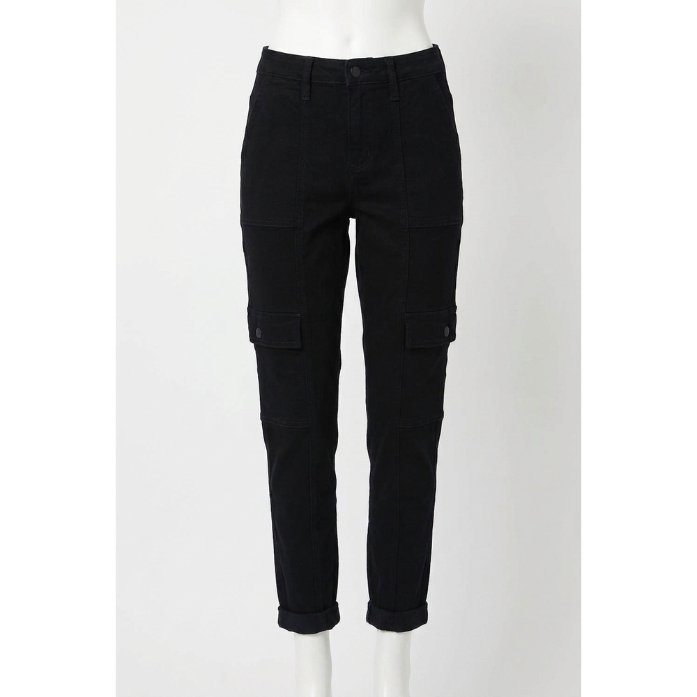 NEW JUDY BLUE high waist cargo cuffed jogger in black